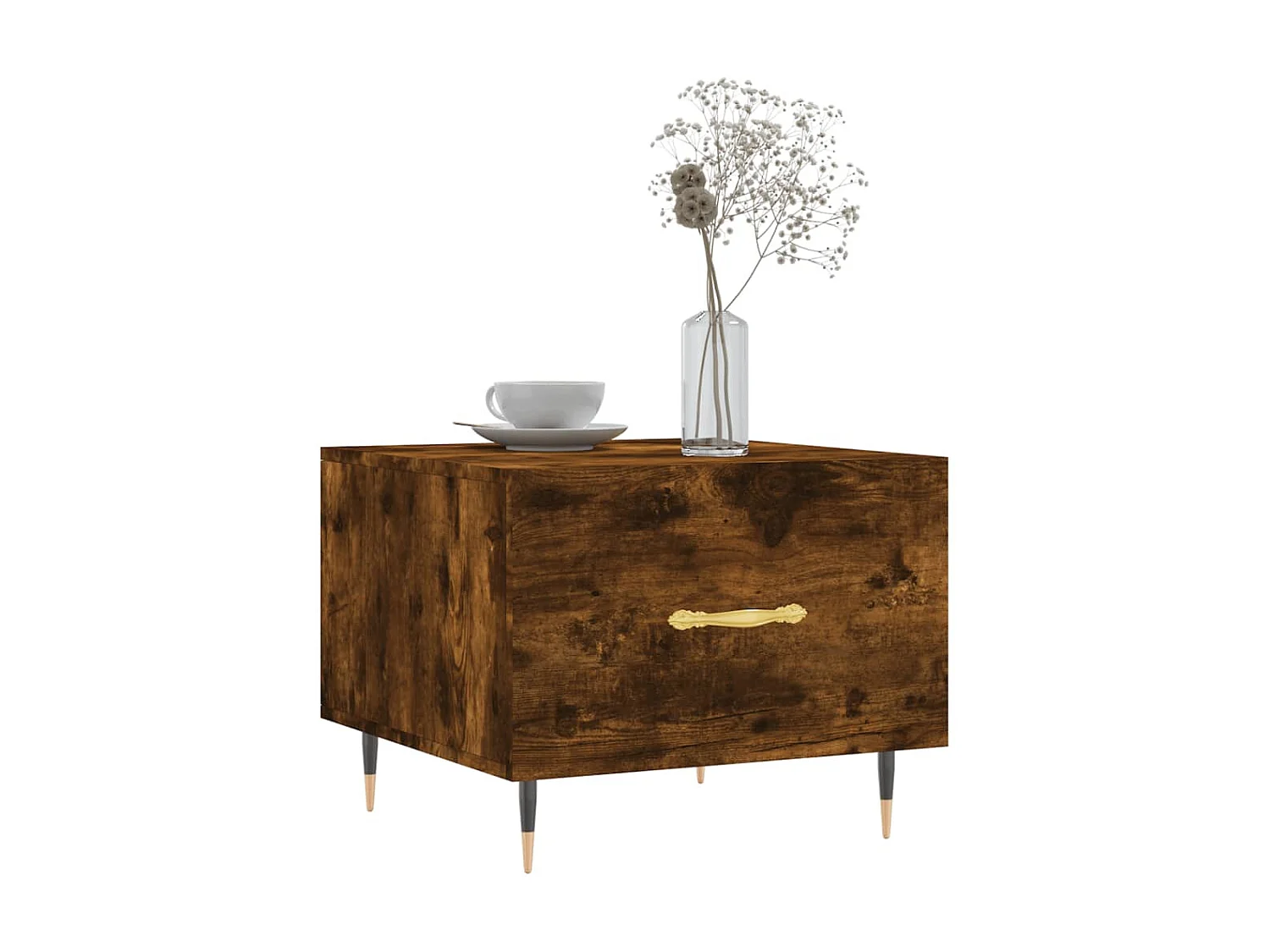 Tavolini Salotto 2 PZ | Tavolini da caffè | Tavoli bassi Rovere Fumo 50x50x40cm Legno Multistrato