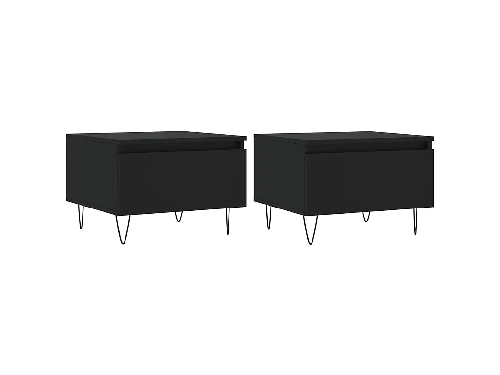 Tables basses 2 pcs noir 50x46x35 cm bois d'ingénierie GHR95952