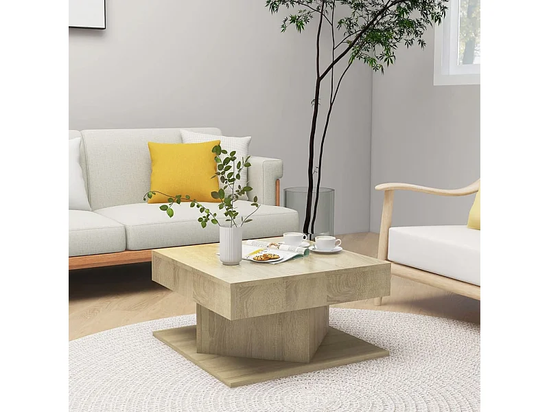 Mesa de centro madera contrachapada roble Sonoma 57x57x30 cm ES90788