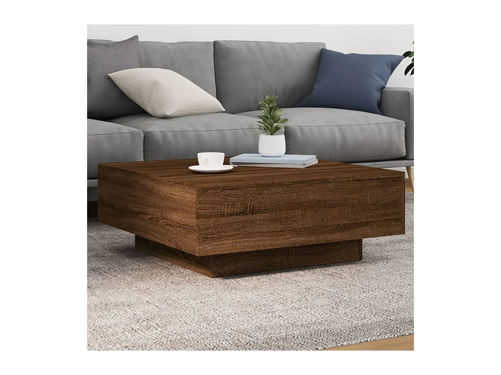 Table basse avec lumières LED chêne marron 80x80x31 cm GHR22402