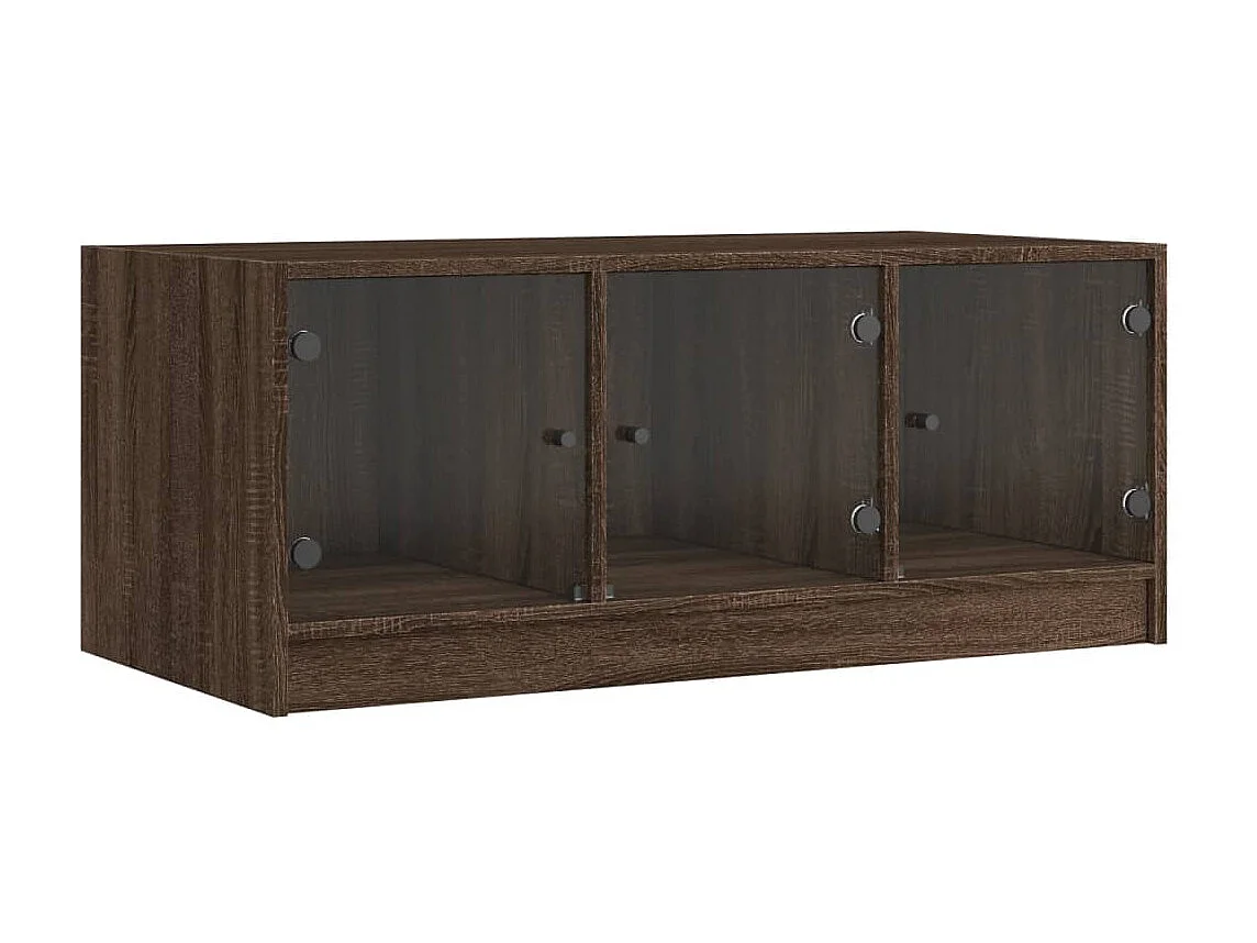 Table basse avec portes en verre chêne marron 102x50x42 cm GHR44801