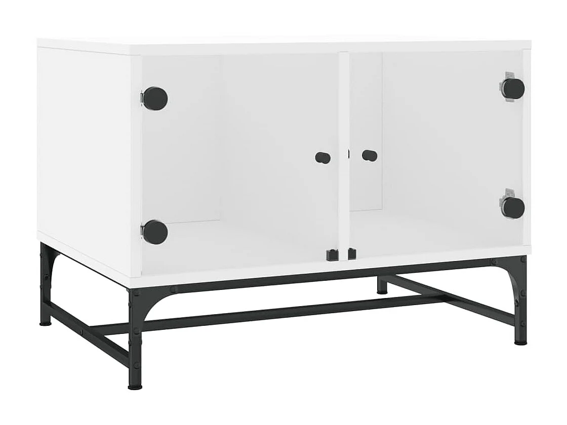 Table basse avec portes en verre blanc 68,5x50x50 cm GHR30348