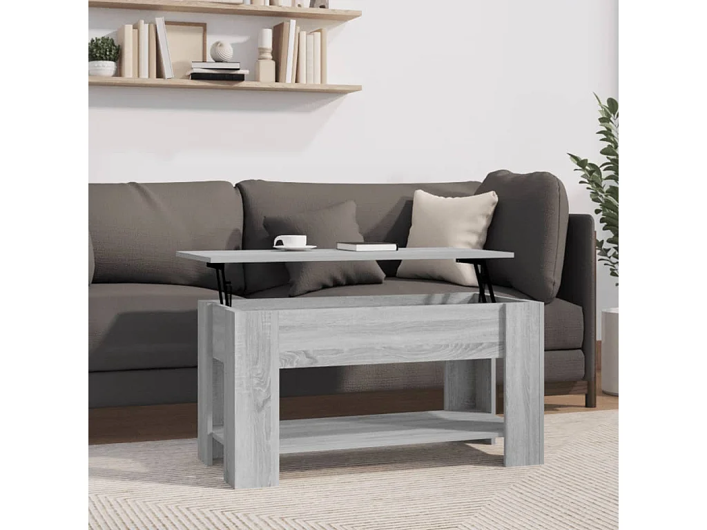 Mesa de centro madera contrachapada gris Sonoma 101x49x52 cm ES73365