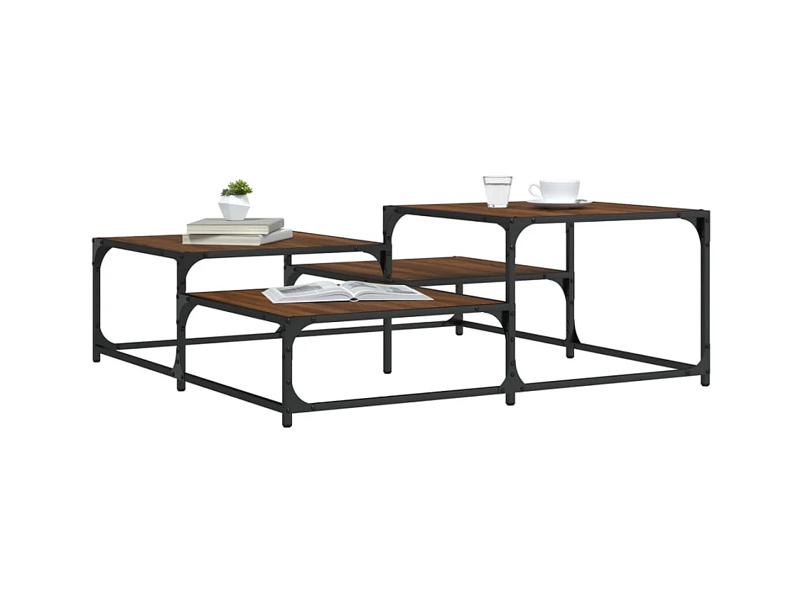 Salontafel 107x107x40 cm bewerkt hout bruin eikenkleur NL41980
