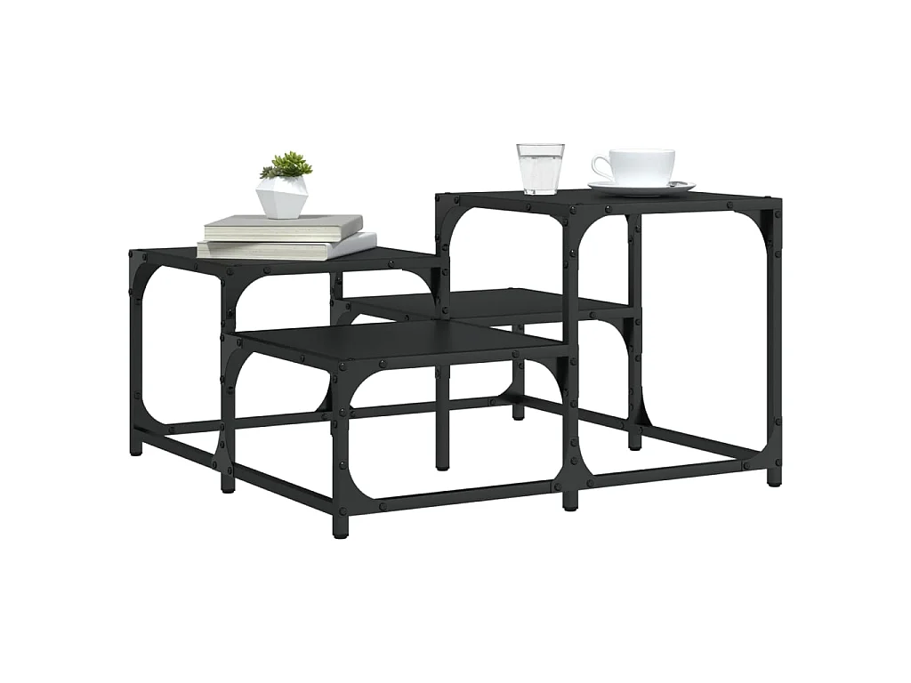 Table basse noir 68x68x40 cm bois d'ingénierie GHR68296
