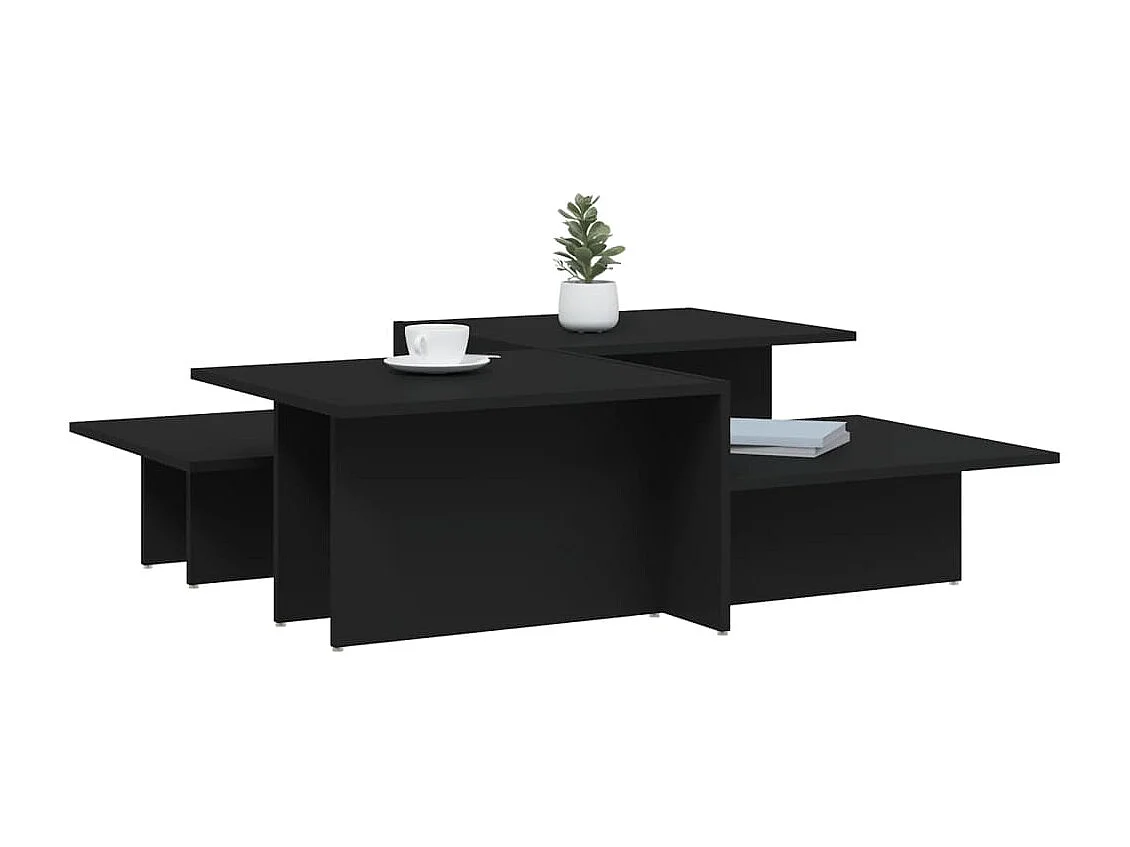 Tables basses 2 pcs Noir Bois d'ingénierie GHR51582