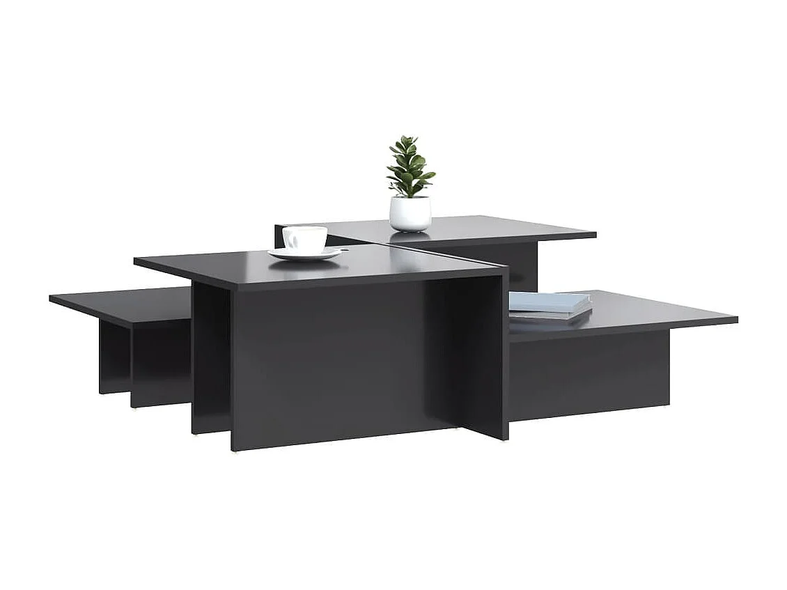 Tables basses 2 pcs gris brillant bois d'ingénierie GHR21059