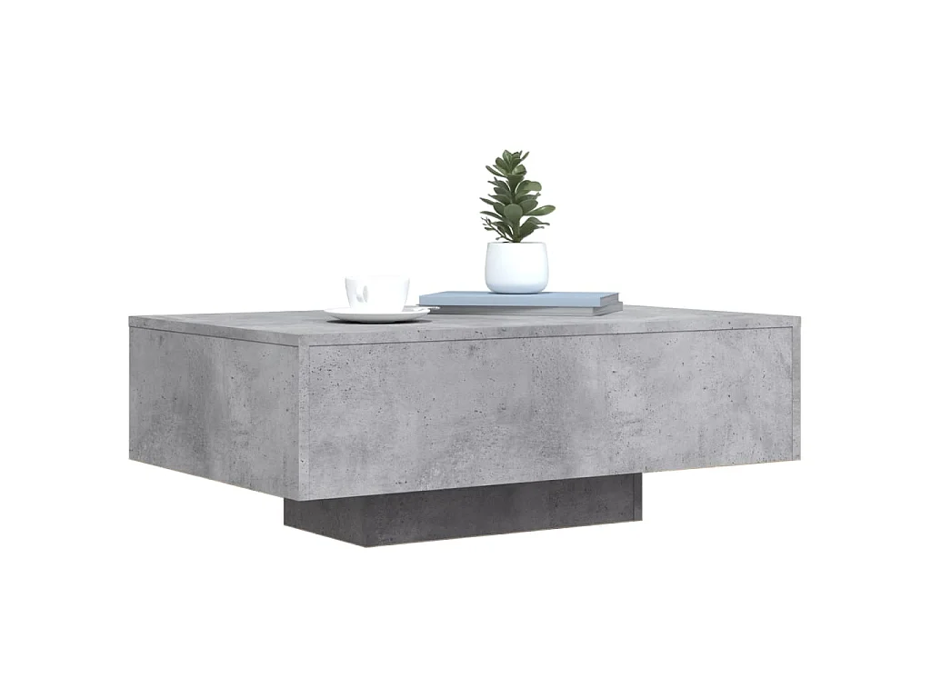 Mesa de centro com luzes LED 85x55x31 cm cinzento cimento PT473849