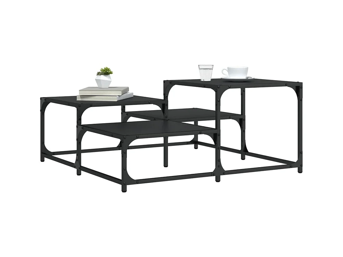 Table basse noir 87,5x87,5x40 cm bois d'ingénierie GHR64956