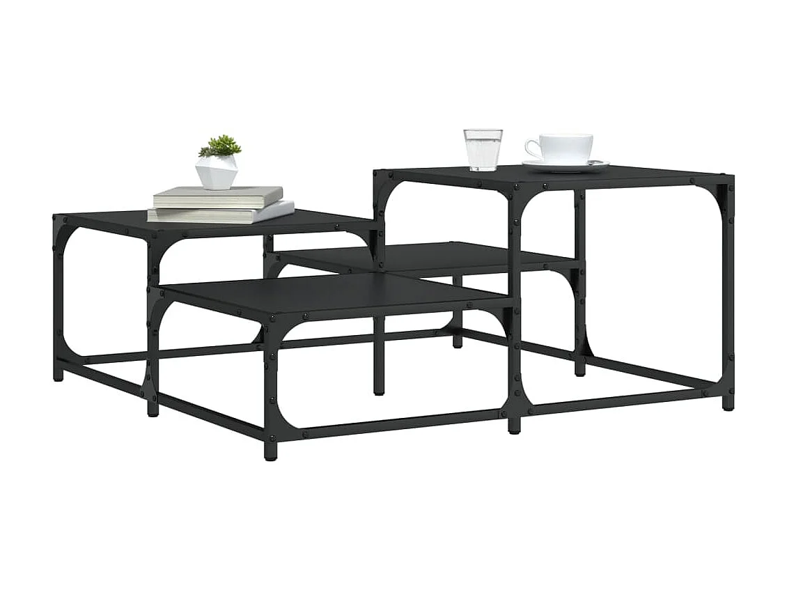 Table basse noir 87,5x87,5x40 cm bois d'ingénierie GHR64956