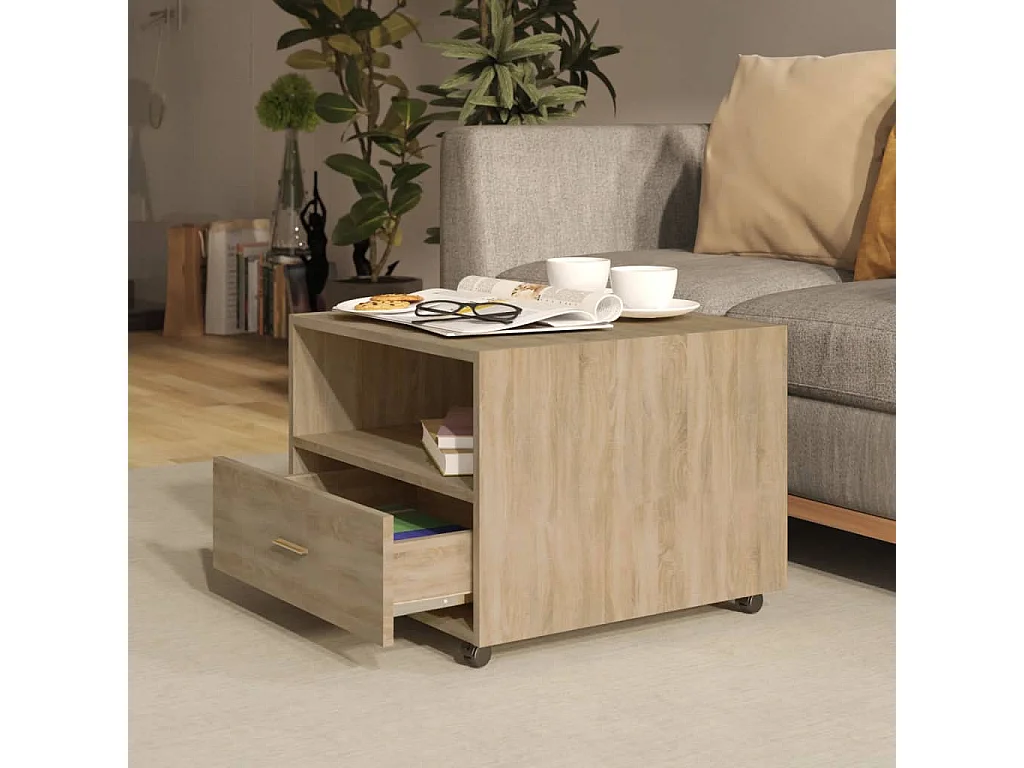 Mesa de centro madera de ingeniería roble Sonoma 55x55x40 cm ES75271