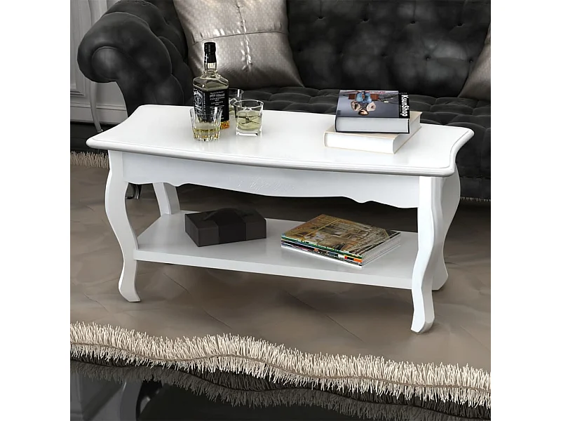 Mesa de centro com 2 prateleiras MDF branco PT217310