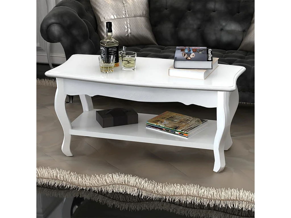 Table basse 2 couches MDF Blanc GHR99299