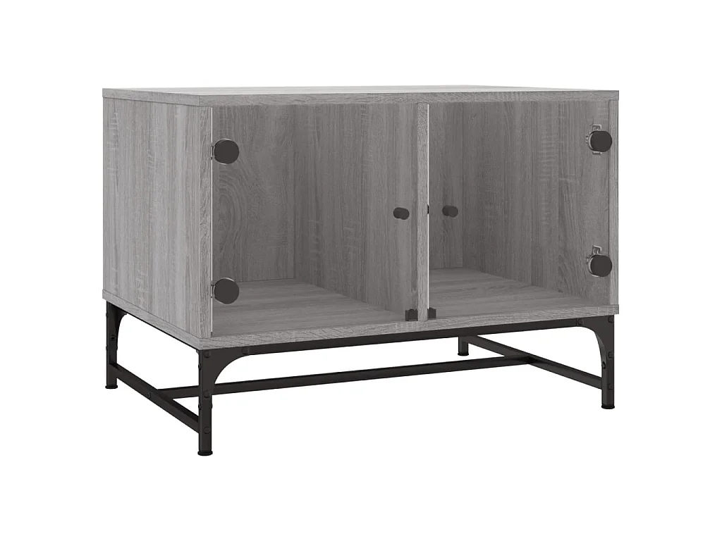 Mesa de centro con puertas de vidrio gris Sonoma 68,5x50x50 cm ES65673