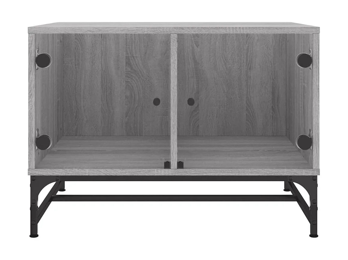 Mesa de centro con puertas de vidrio gris Sonoma 68,5x50x50 cm ES65673