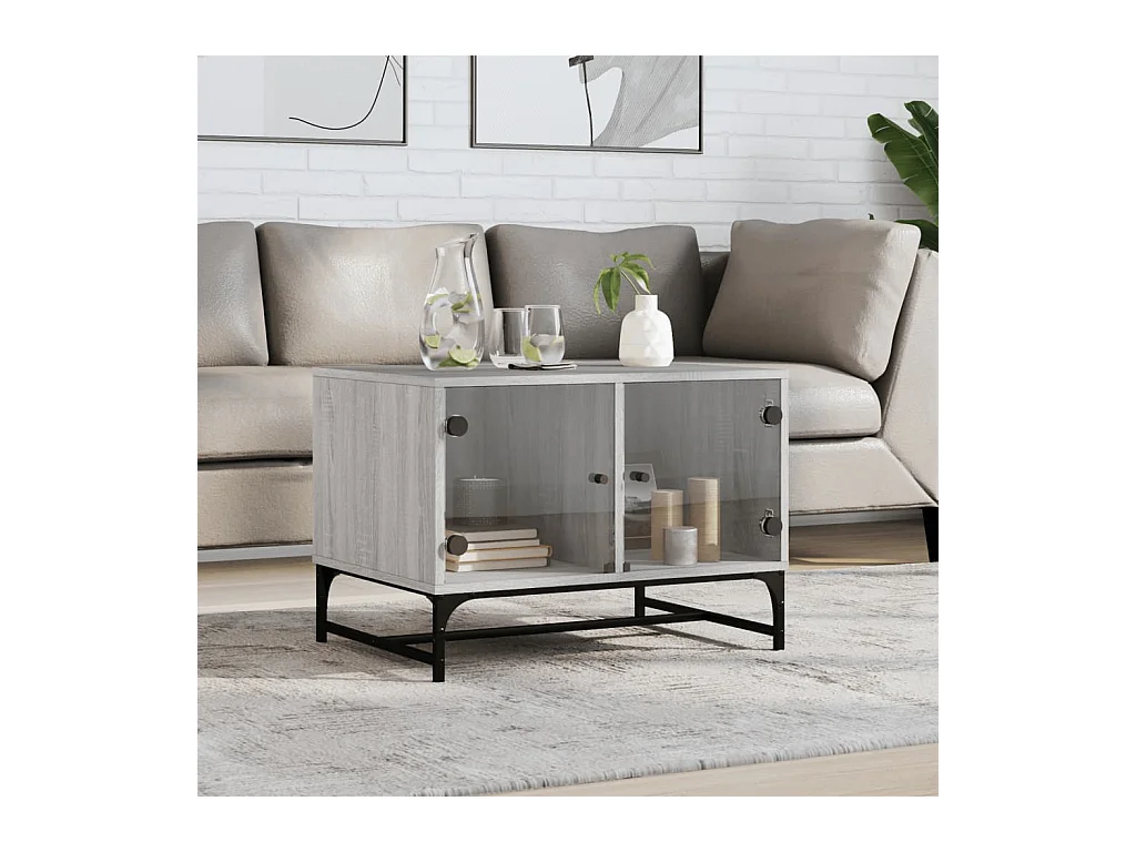 Table basse avec portes en verre sonoma gris 68,5x50x50 cm GHR83985