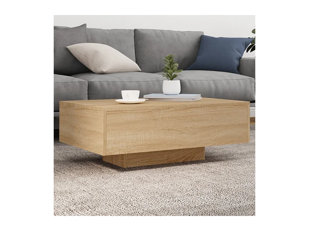 Table basse avec lumières LED chêne sonoma 85x55x31 cm GHR66305