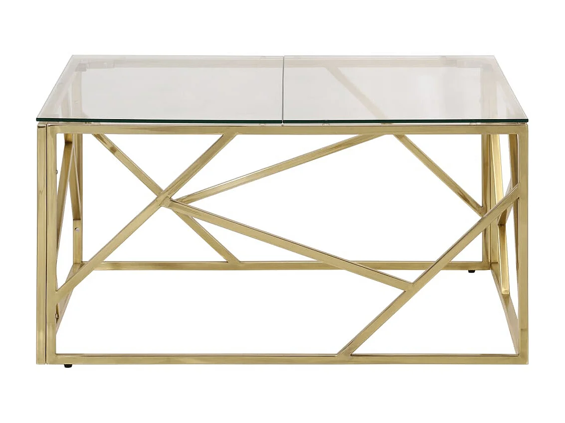 Table basse doré acier inoxydable et verre trempé GHR29787