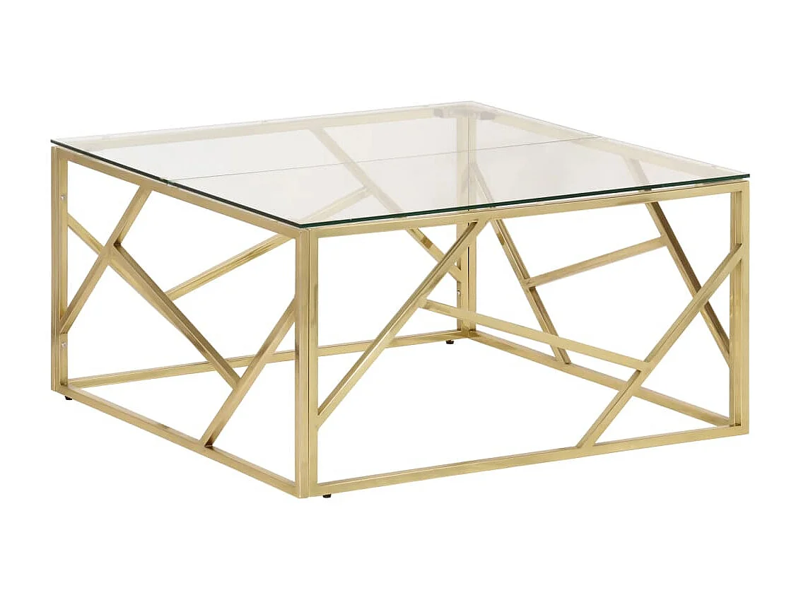 Table basse doré acier inoxydable et verre trempé GHR29787