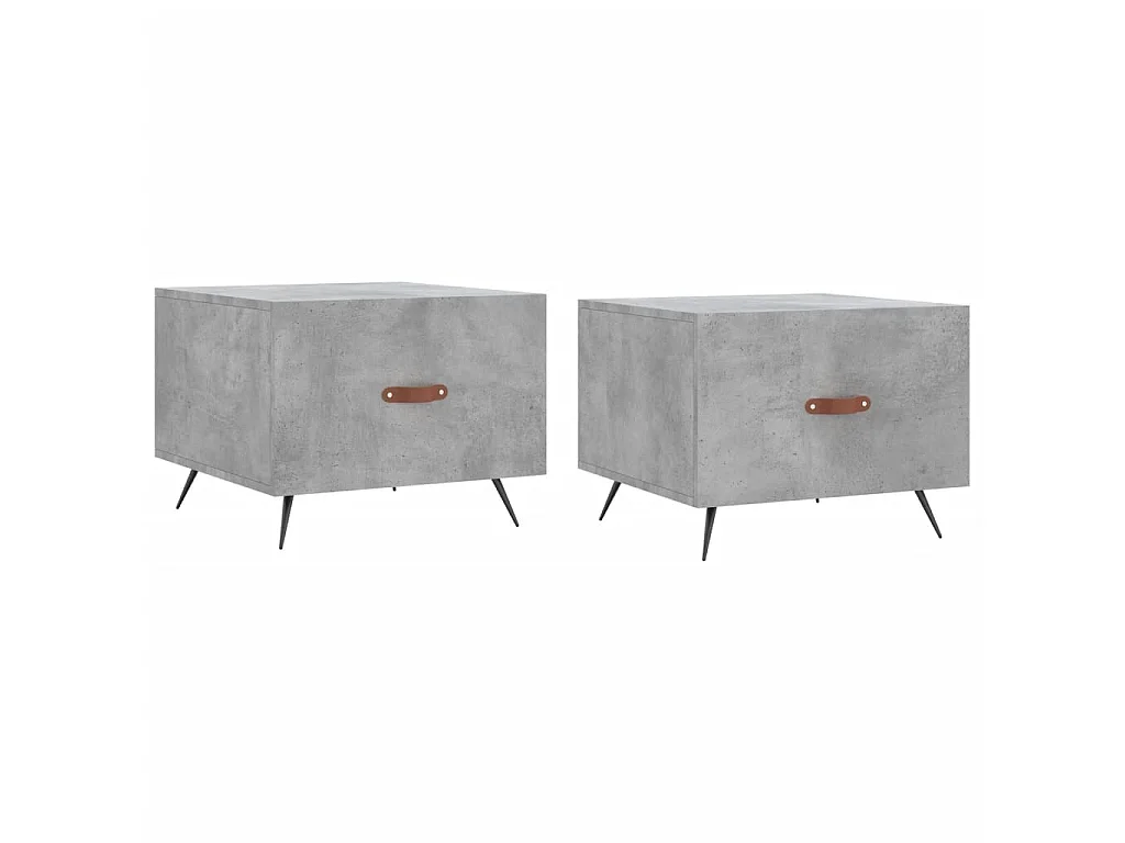 Tables basses 2 pcs gris béton 50x50x40 cm bois d'ingénierie GHR67851