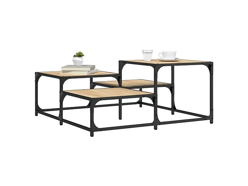 Mesa de centro madera ingeniería roble Sonoma 87,5x87,5x40 cm ES53435