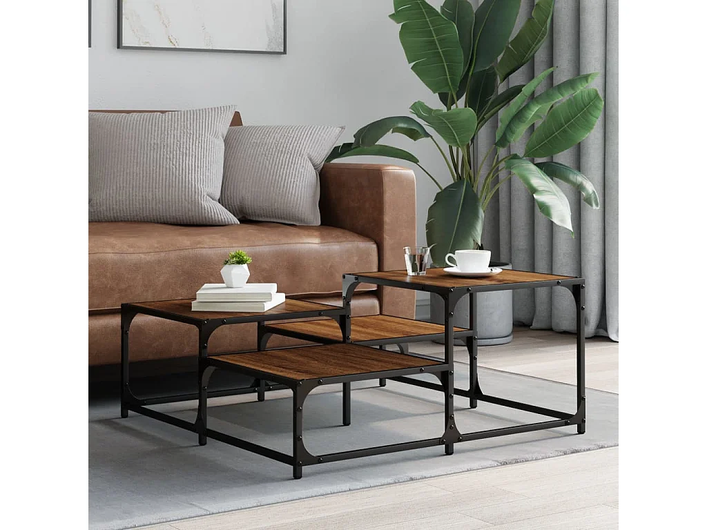 Table basse chêne marron 87,5x87,5x40 cm bois d'ingénierie GHR55173