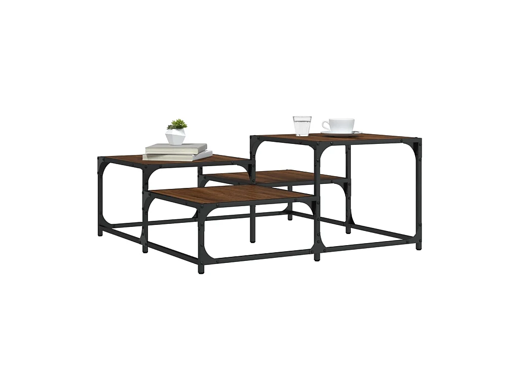 Table basse chêne marron 87,5x87,5x40 cm bois d'ingénierie GHR55173