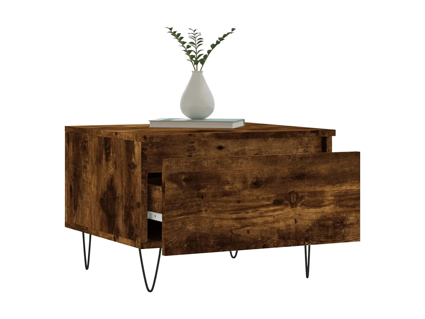 Salontafels 2 st 50x46x35 cm bewerkt hout gerookt eikenkleurig NL39962