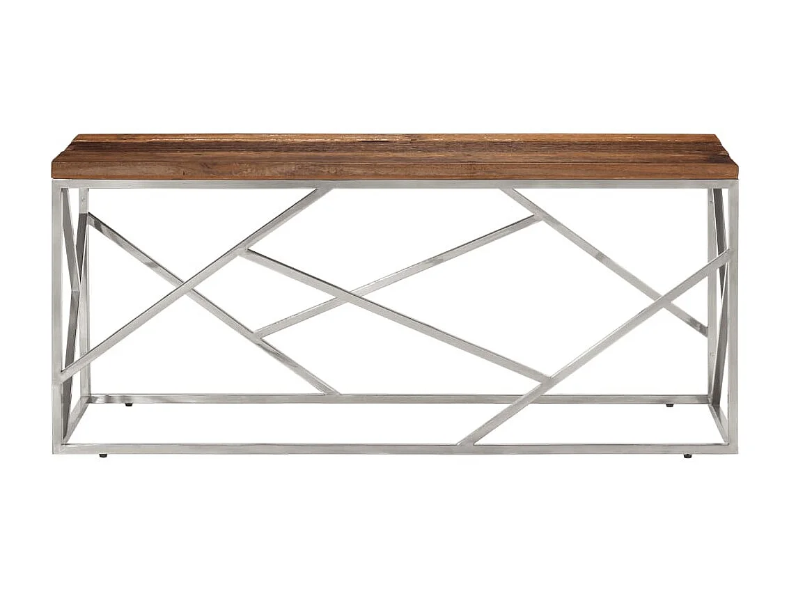 Table basse argenté inox et bois de mélèze massif GHR48224