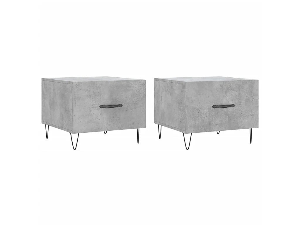 Tables basses 2 pcs gris béton 50x50x40 cm bois d'ingénierie GHR91483