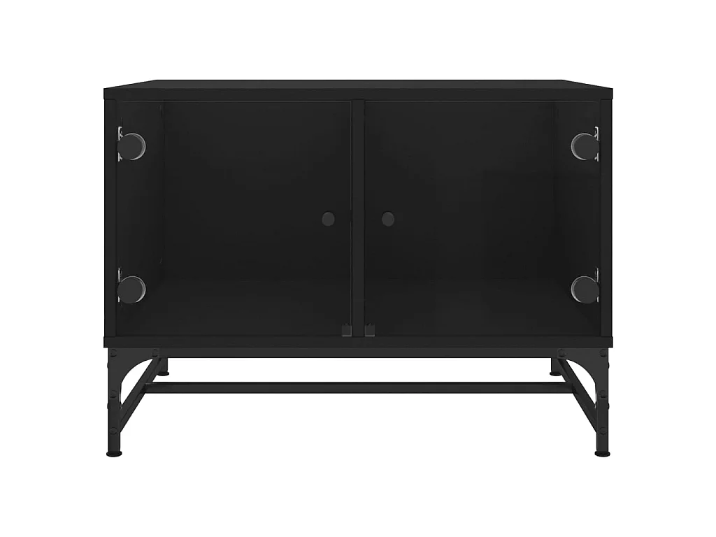 Table basse avec portes en verre noir 68,5x50x50 cm GHR28683