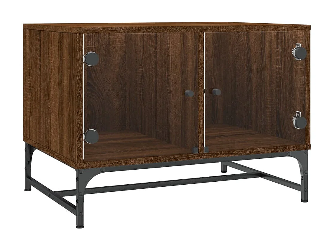 Mesa de centro c/ portas vidro 68,5x50x50 cm carvalho castanho PT735284