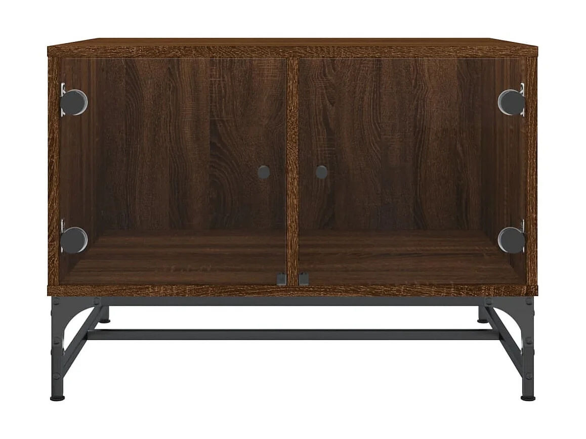 Mesa de centro c/ portas vidro 68,5x50x50 cm carvalho castanho PT735284