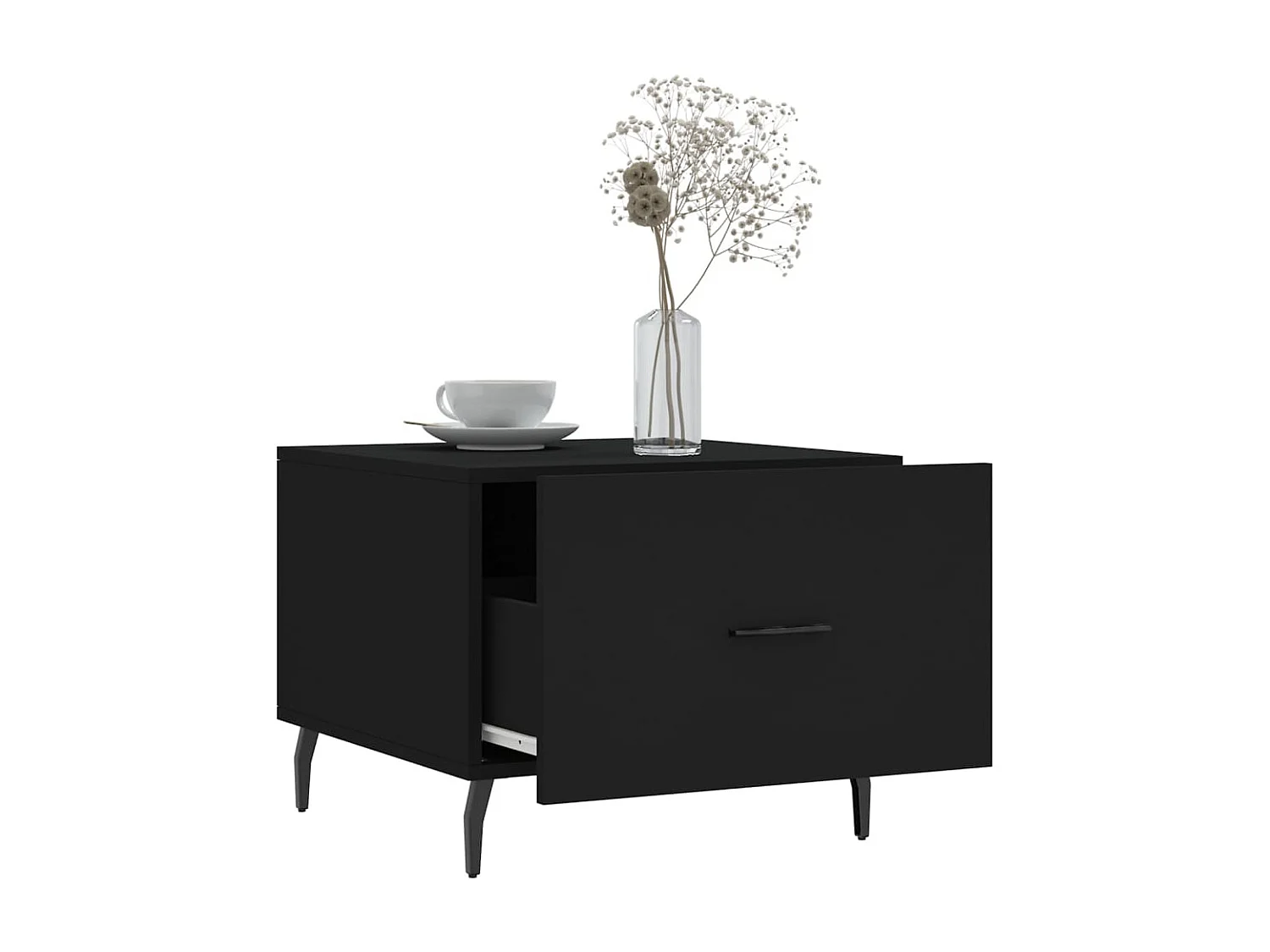 Salontafels 2 st 50x50x40 cm bewerkt hout zwart NL29069