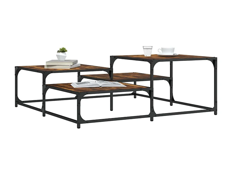 Salontafel 107x107x40 cm bewerkt hout gerookt eikenkleurig NL32008