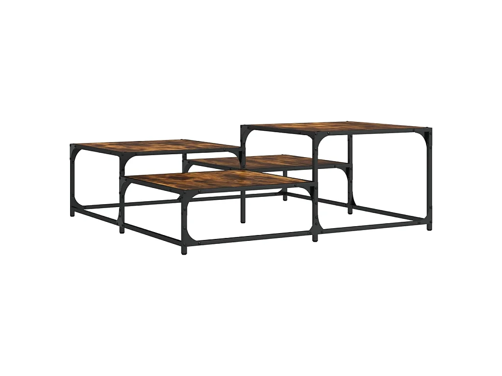 Table basse chêne fumé 107x107x40 cm bois d'ingénierie GHR95000