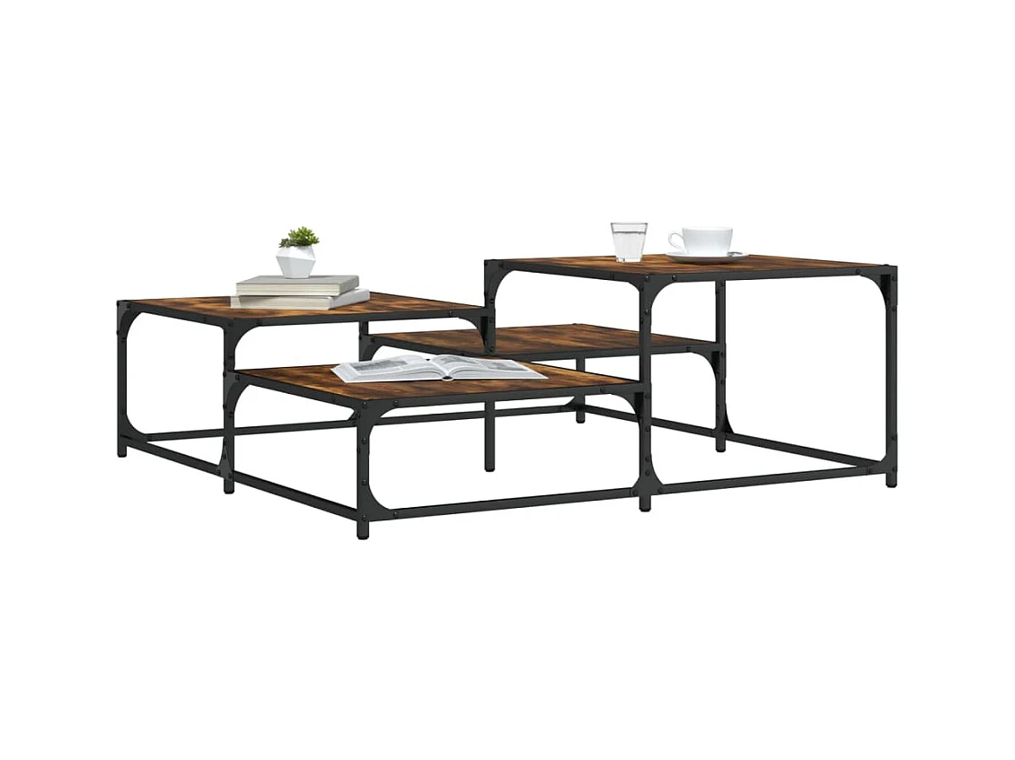 Salontafel 107x107x40 cm bewerkt hout gerookt eikenkleurig NL32008