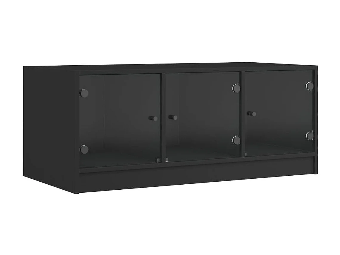 Table basse avec portes en verre noir 102x50x42 cm GHR60629