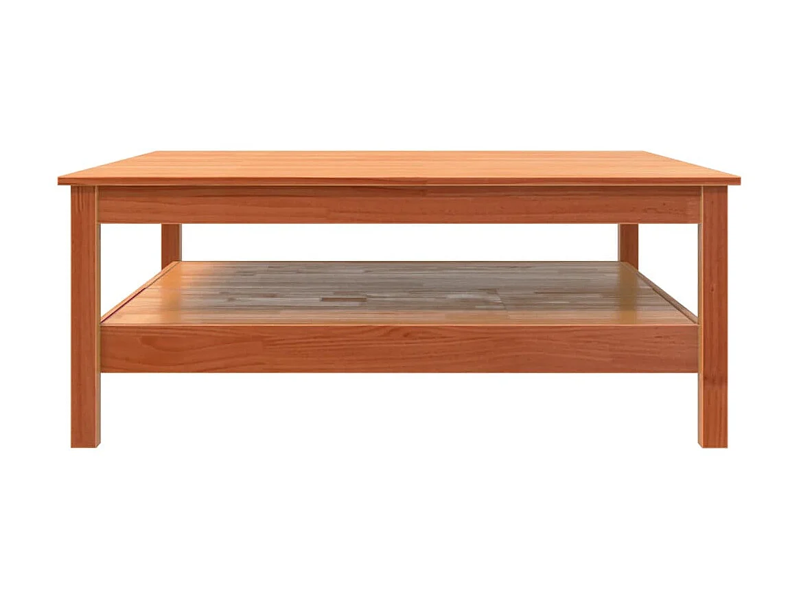 Mesa de centro madera maciza de pino marrón cera 100x100x40 cm ES40309