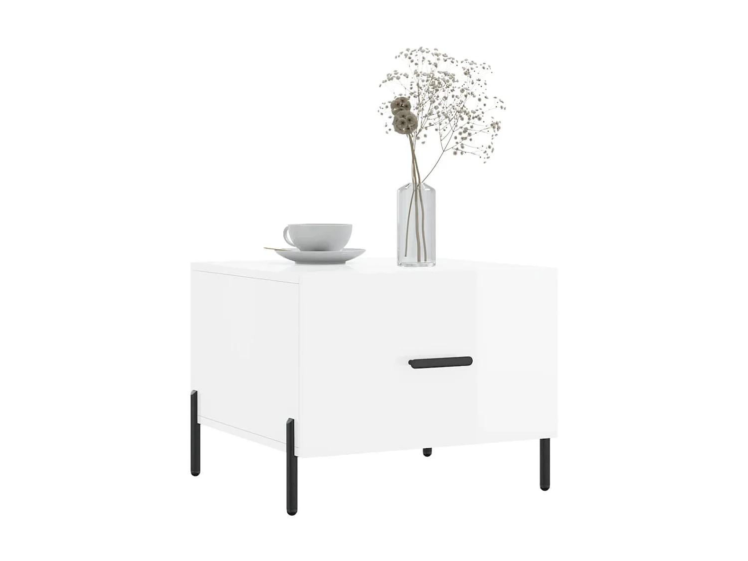 Mesa de centro 2 uds madera ingeniería blanco brillo 50x50x40cm ES30560