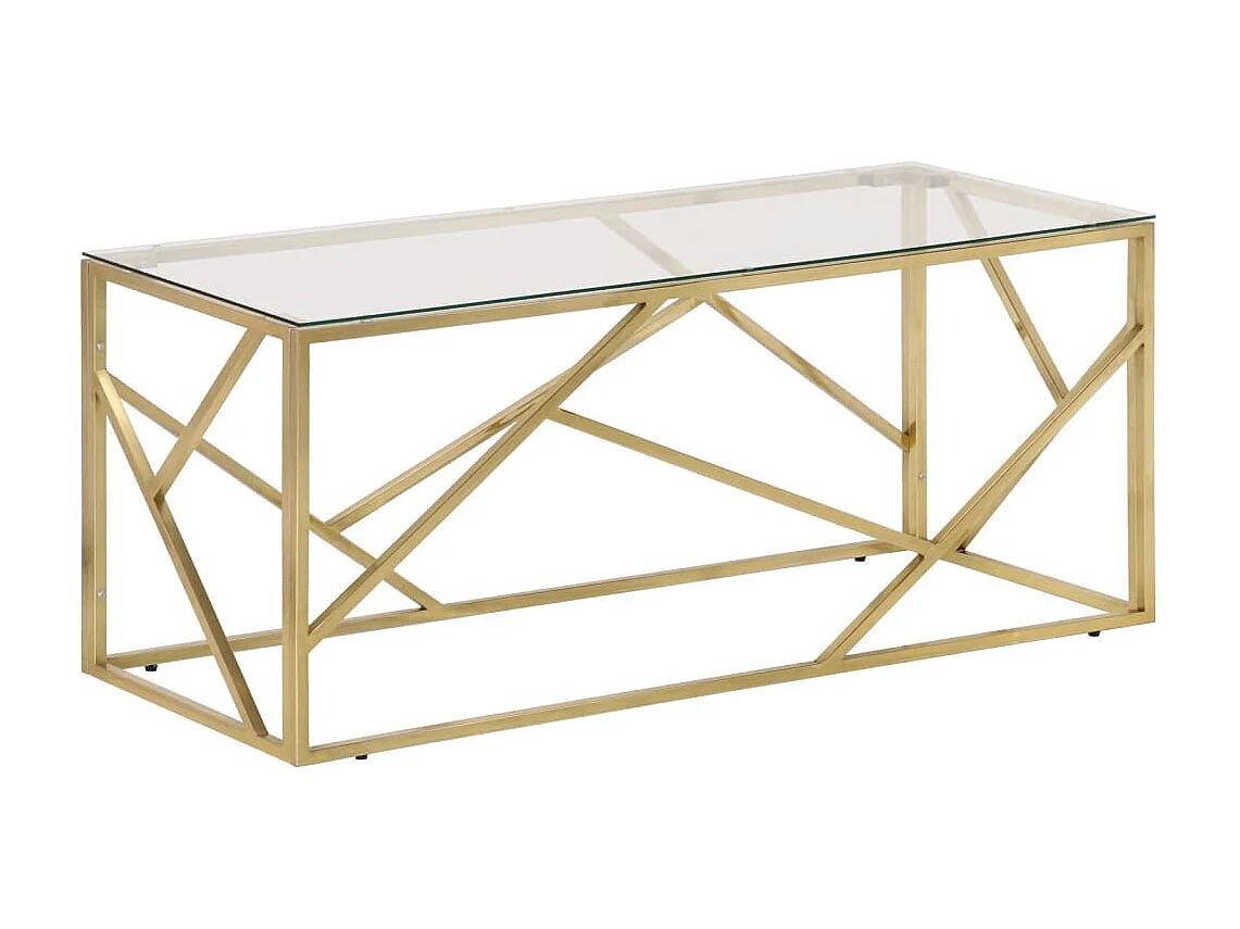 Table basse doré acier inoxydable et verre trempé GHR17060