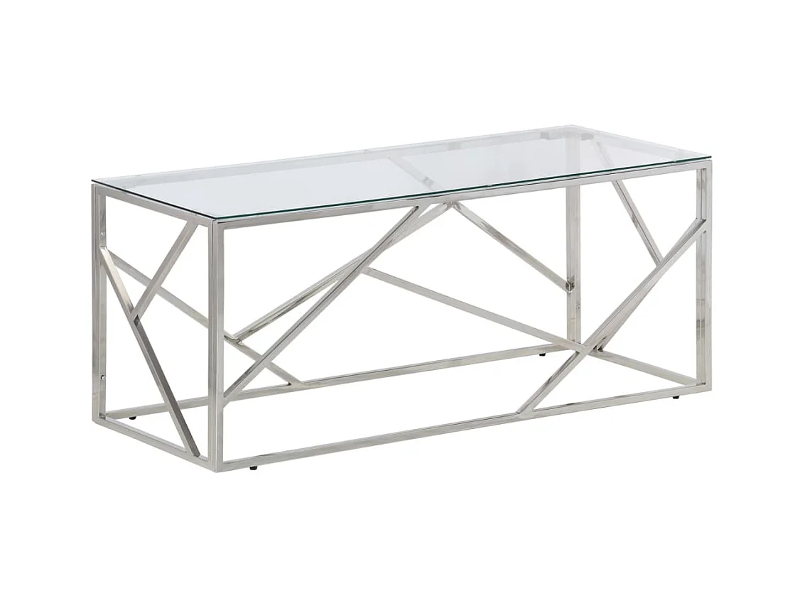 Salontafel roestvrijstaal en gehard glas zilverkleurig NL21417