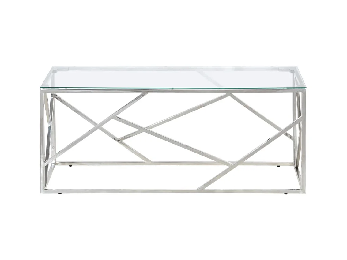 Salontafel roestvrijstaal en gehard glas zilverkleurig NL21417