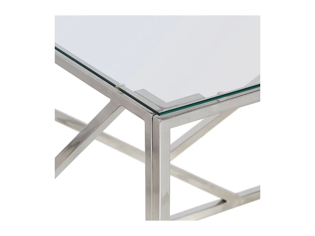 Salontafel roestvrijstaal en gehard glas zilverkleurig NL21417