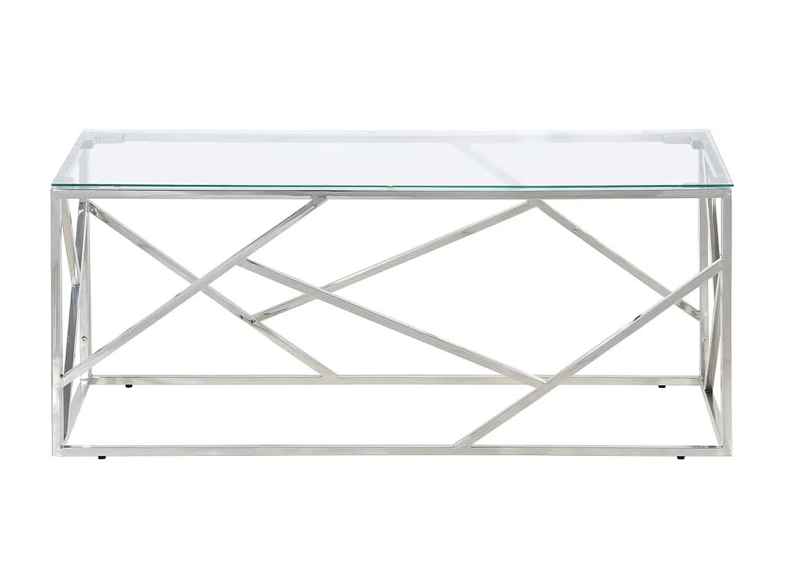 Salontafel roestvrijstaal en gehard glas zilverkleurig NL21417