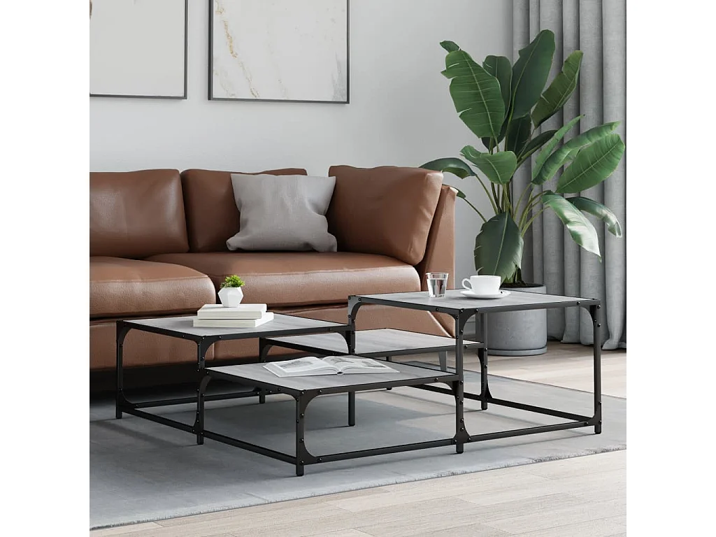 Table basse sonoma gris 107x107x40 cm bois d'ingénierie GHR59726