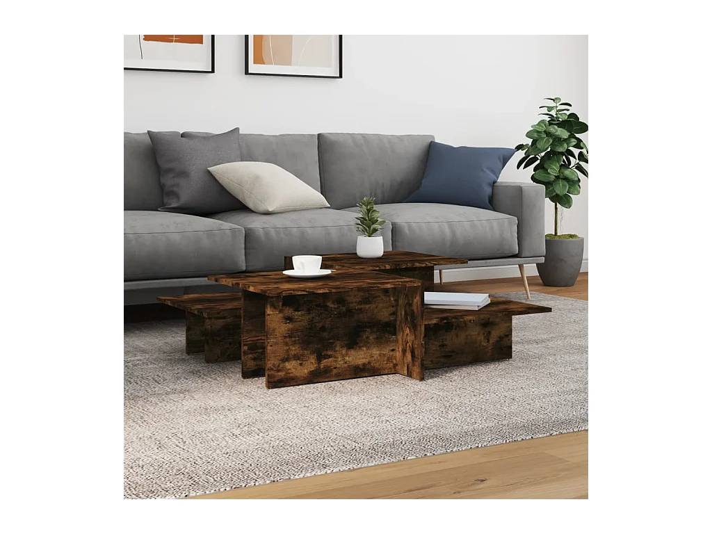 Tables basses 2 pcs Chêne fumé Bois d'ingénierie GHR34608