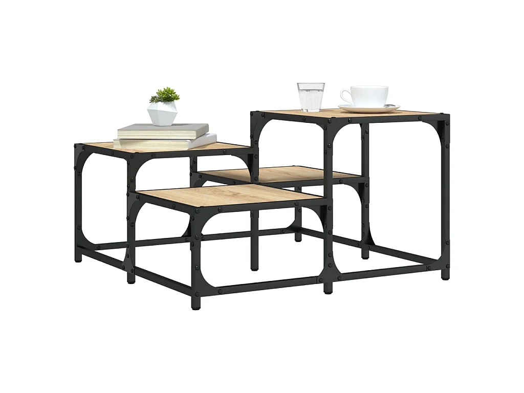 Table basse chêne sonoma 68x68x40 cm bois d'ingénierie GHR60099