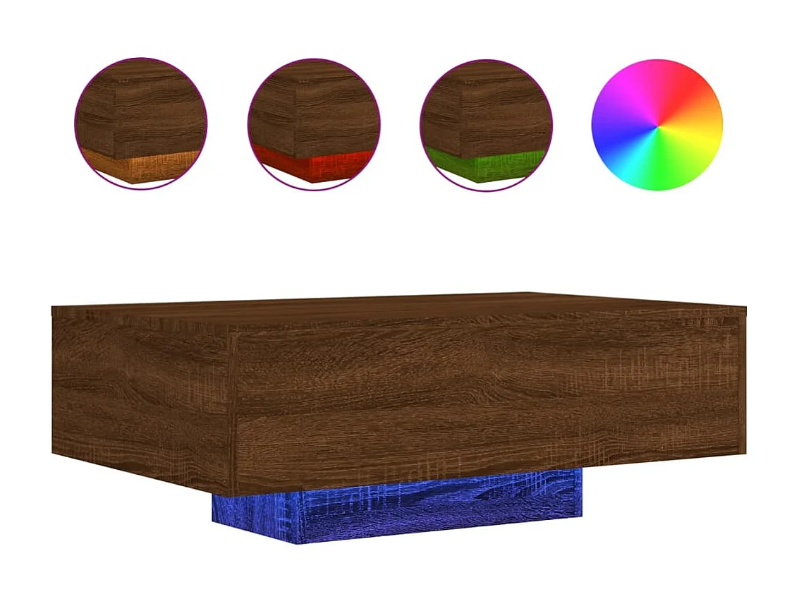 Mesa de centro com luzes LED 85x55x31 cm carvalho castanho PT180781
