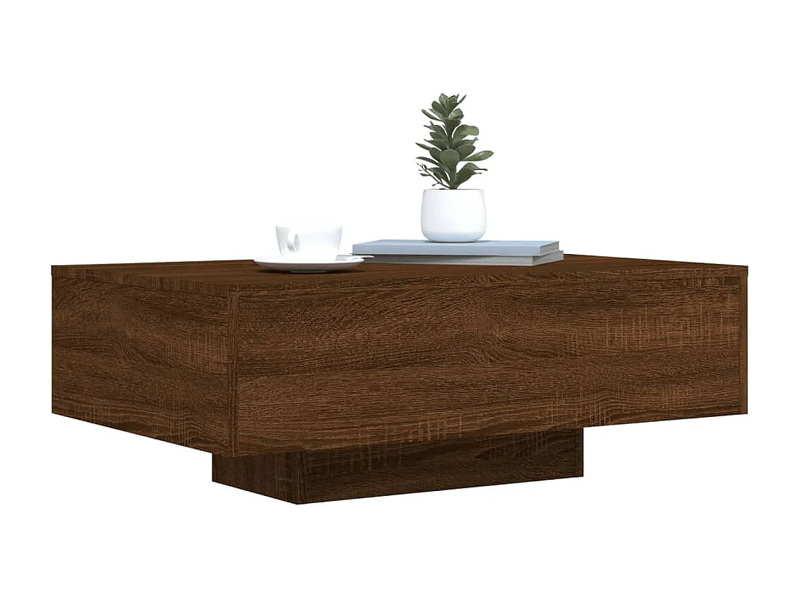 Mesa de centro com luzes LED 85x55x31 cm carvalho castanho PT180781